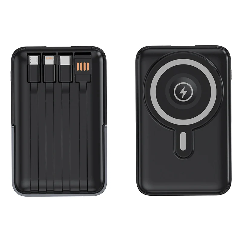 Tragbare Powerbank mit integrierten Ladekabeln und MagSafe-Funktion Skanto