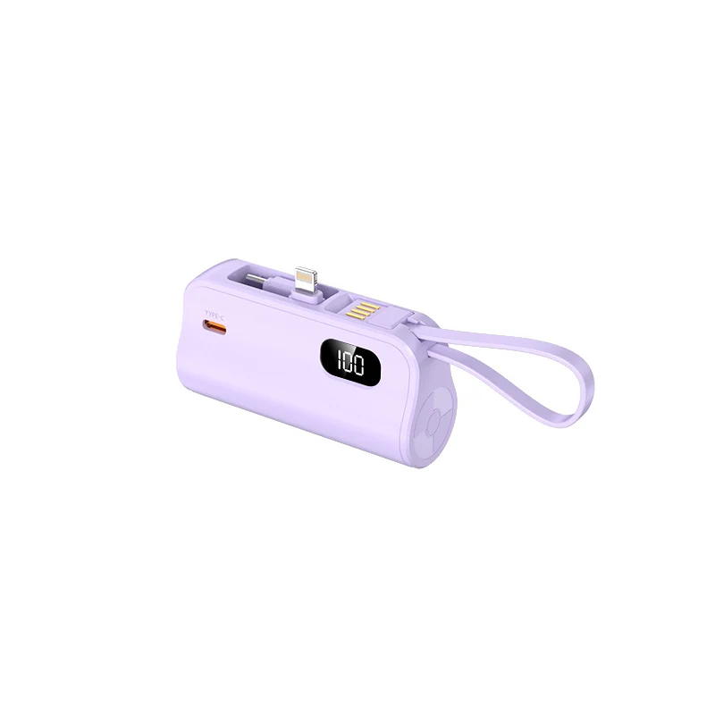 Tragbare Powerbank mit integrierten Kabeln und LED-Anzeige Skanto