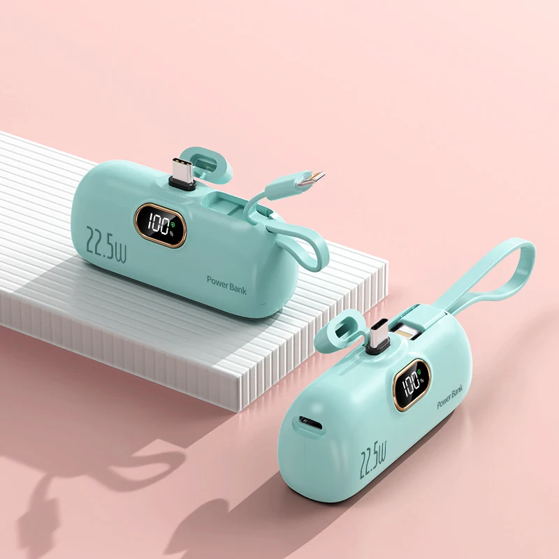 Tragbare Powerbank mit Schnellladekabel und LED-Anzeige Skanto
