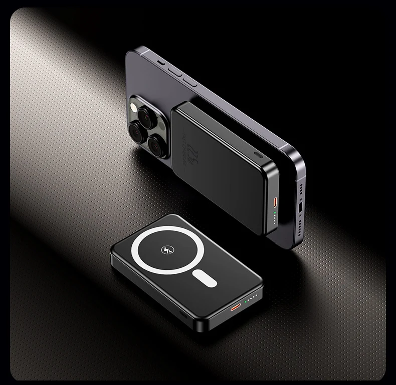 Tragbare Induktions-Powerbank mit schlankem Design und LED-Anzeige Skanto