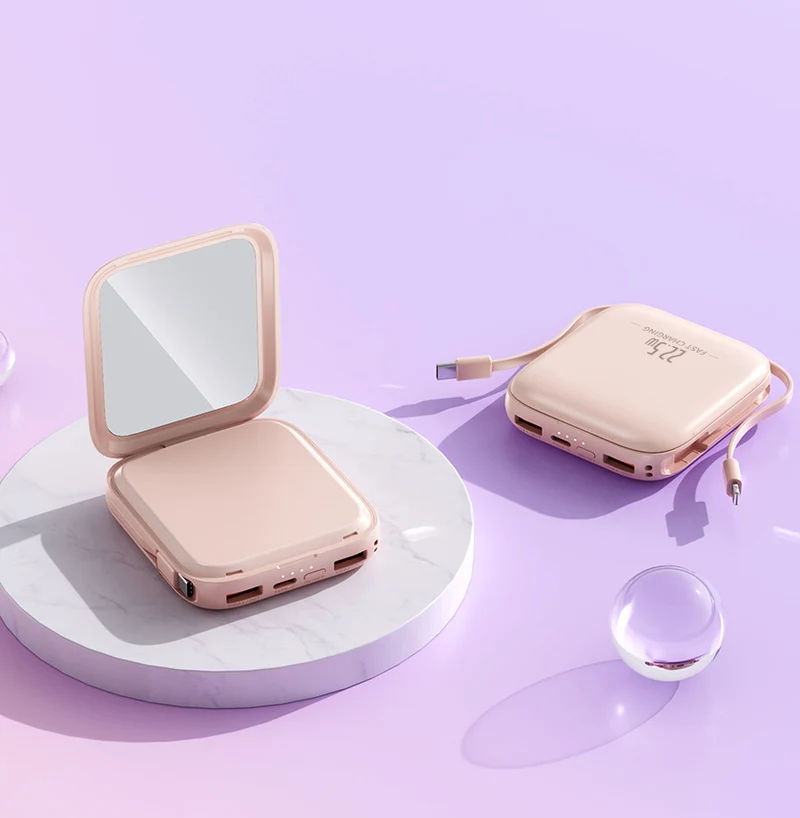 Tragbare Kosmetik-Powerbank mit integriertem Spiegel Skanto
