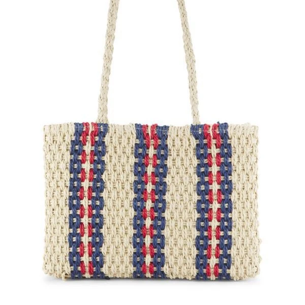 Handtasche aus geflochtenem Naturmaterial mit farbigen Akzenten Skanto