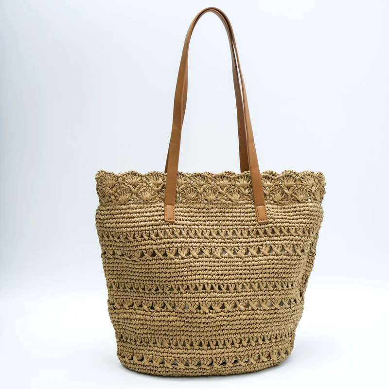 Handgewebte Tragetasche mit floralen Details Skanto