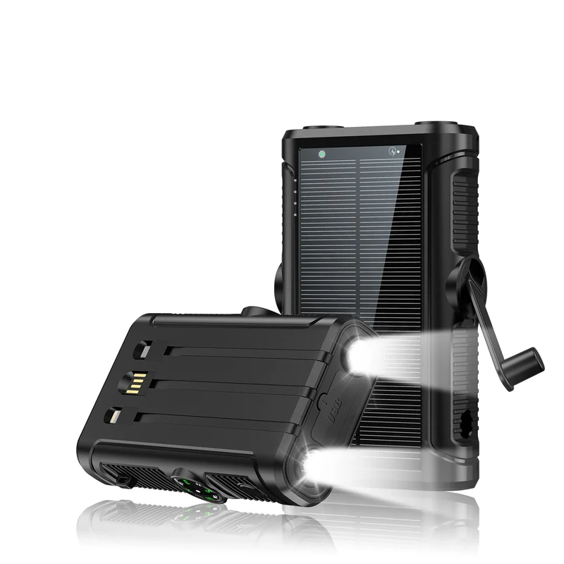 Tragbare Solar-Powerbank mit integriertem Handkurbel-Ladegerät Skanto