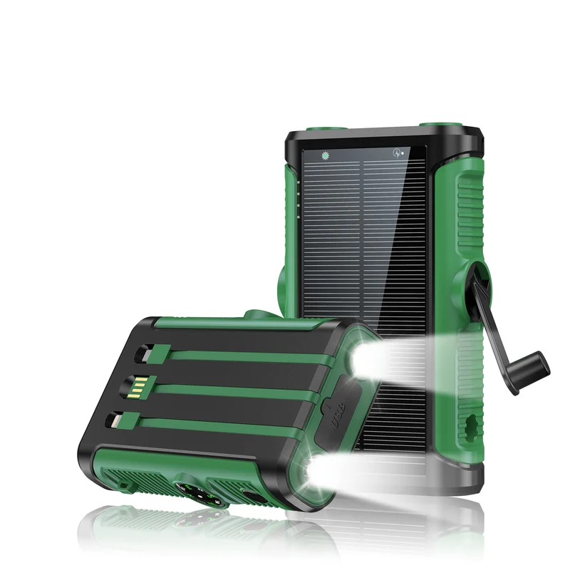 Tragbare Solar-Powerbank mit integriertem Handkurbel-Ladegerät Skanto
