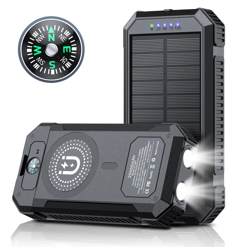 Tragbare Solar-Powerbank mit LED-Licht und Kompass Skanto