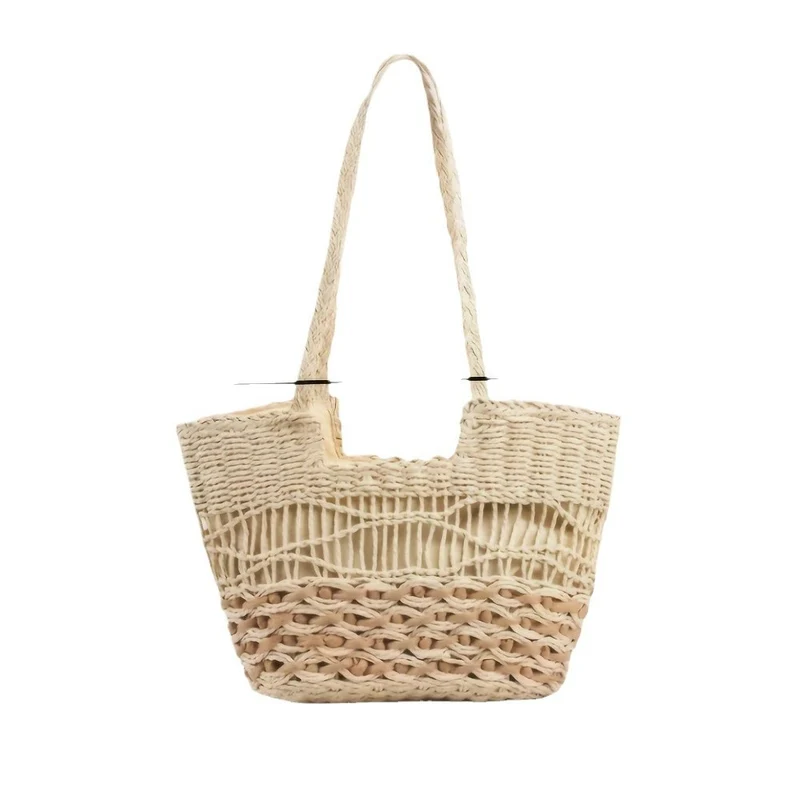 Handgewebte Strandtasche mit floralen Akzenten Skanto