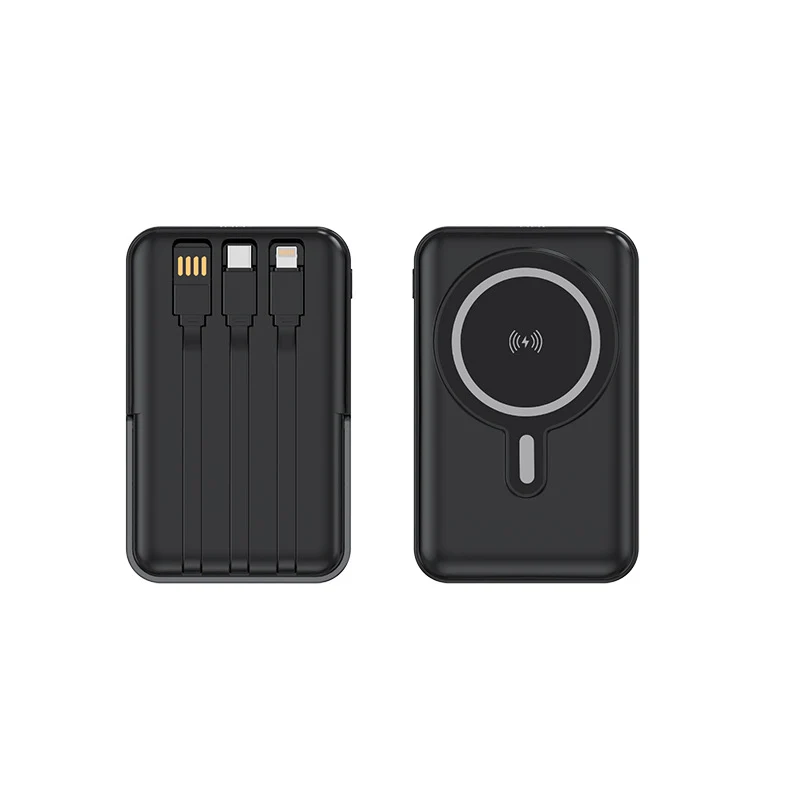 Multifunktionale Powerbank mit integrierten Ladekabeln Skanto