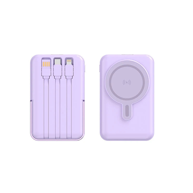 Multifunktionale Powerbank mit integrierten Ladekabeln Skanto