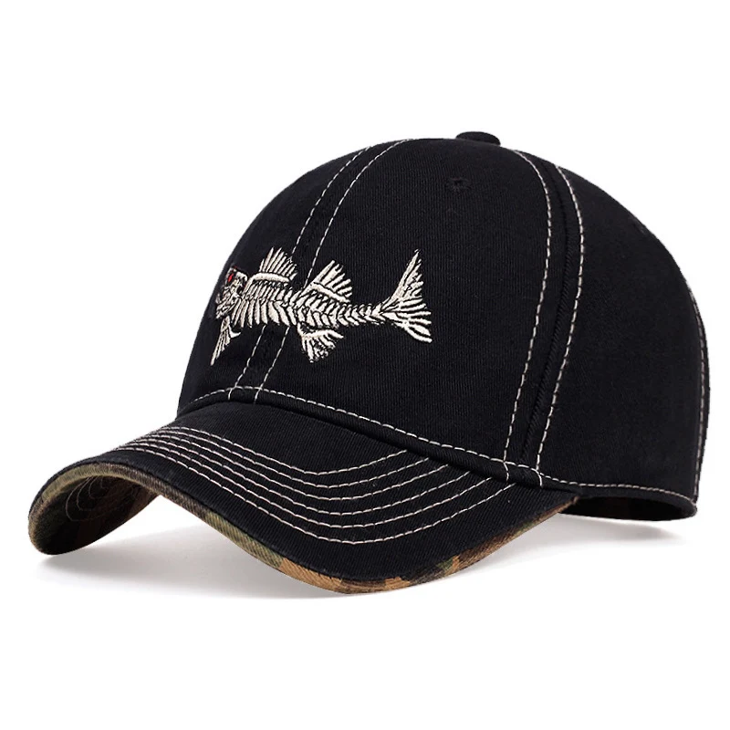 Herren Bestickte Baseballkappe mit Angelmotiv Skanto