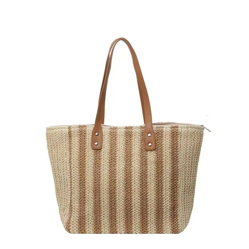 Handgefertigte Strandtasche mit strukturiertem Streifenmuster Skanto