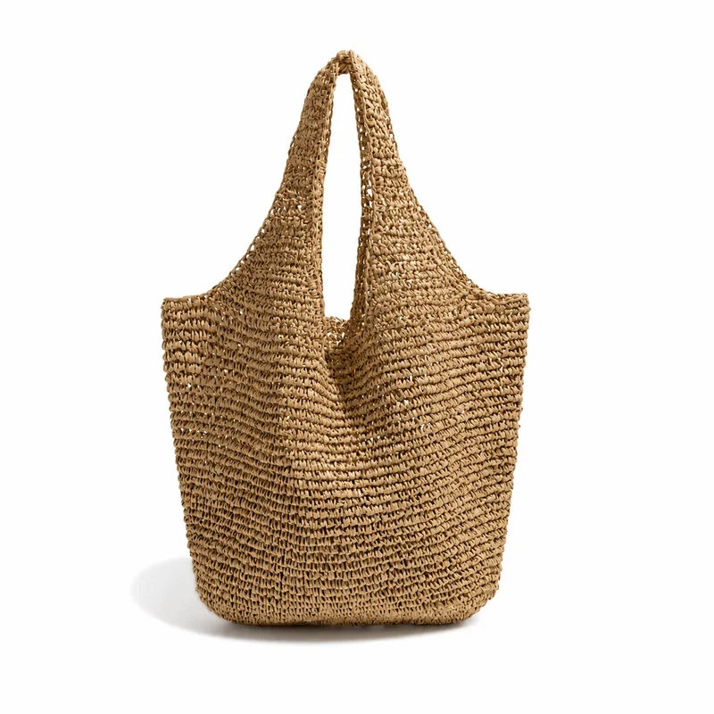 Handgemachte Strohtasche mit praktischem Innenfach Skanto