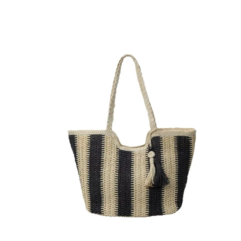 Handgemachte Basttasche mit eleganten Fransen und detaillierter Struktur Skanto