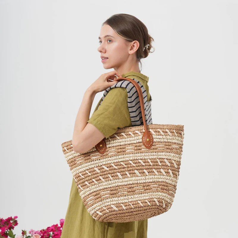Gepunktete Raffia-Einkaufstasche Skanto