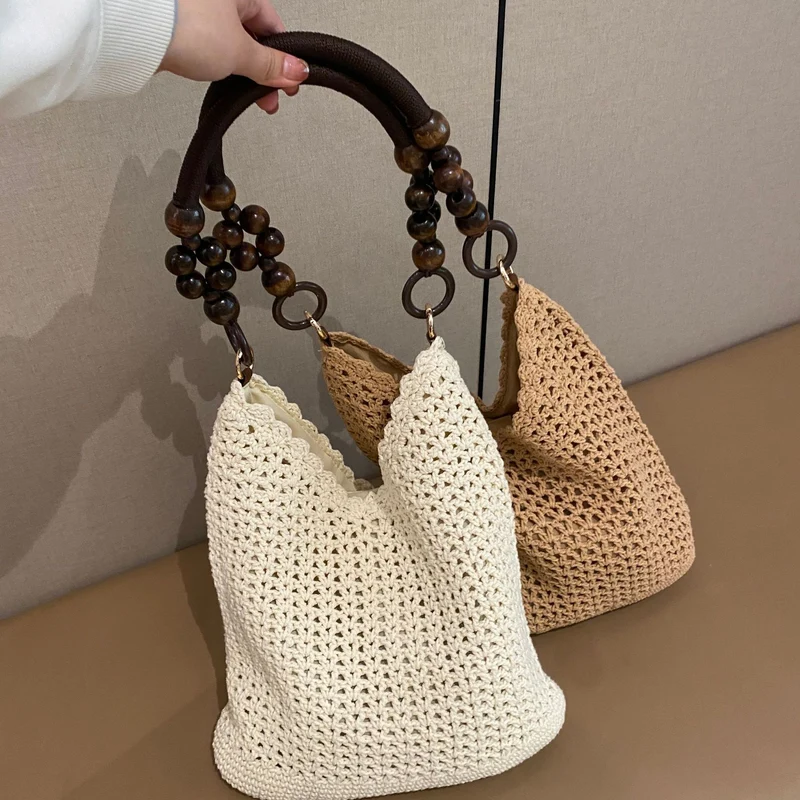Handgeknüpfte Tasche mit Holzgriff Skanto