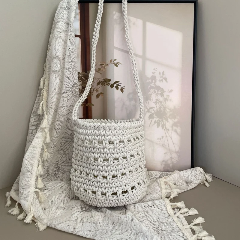 Makramee-Tragetasche im Boho-Stil Skanto
