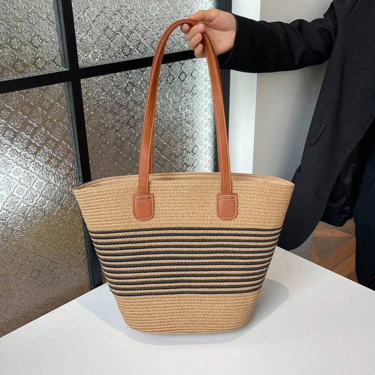 Strukturierte Bast-Strandtasche Skanto