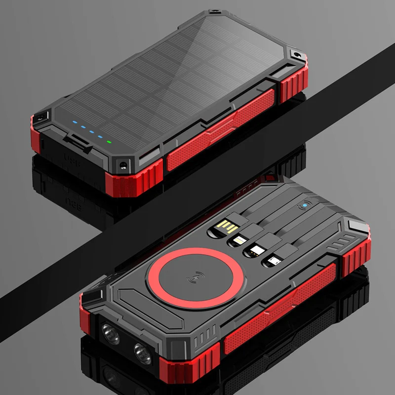 Robuste Solar-Powerbank mit kabelloser Ladefunktion und Sicherheitslicht Skanto