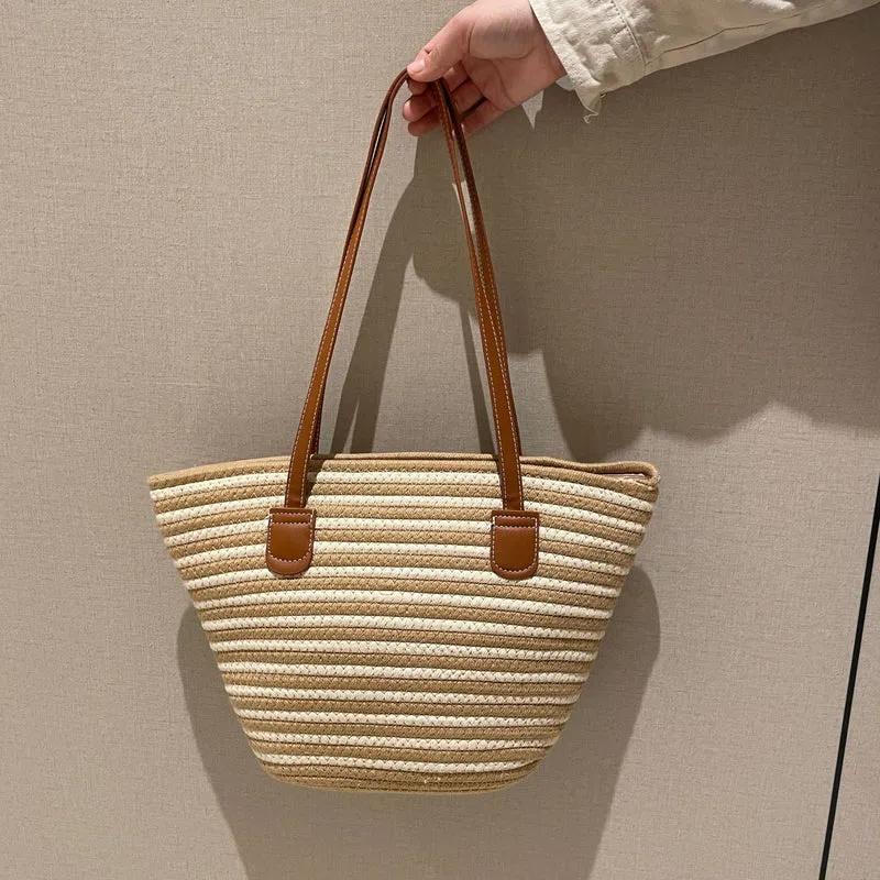 Elegante gewebte Tasche mit Ledergriff Skanto