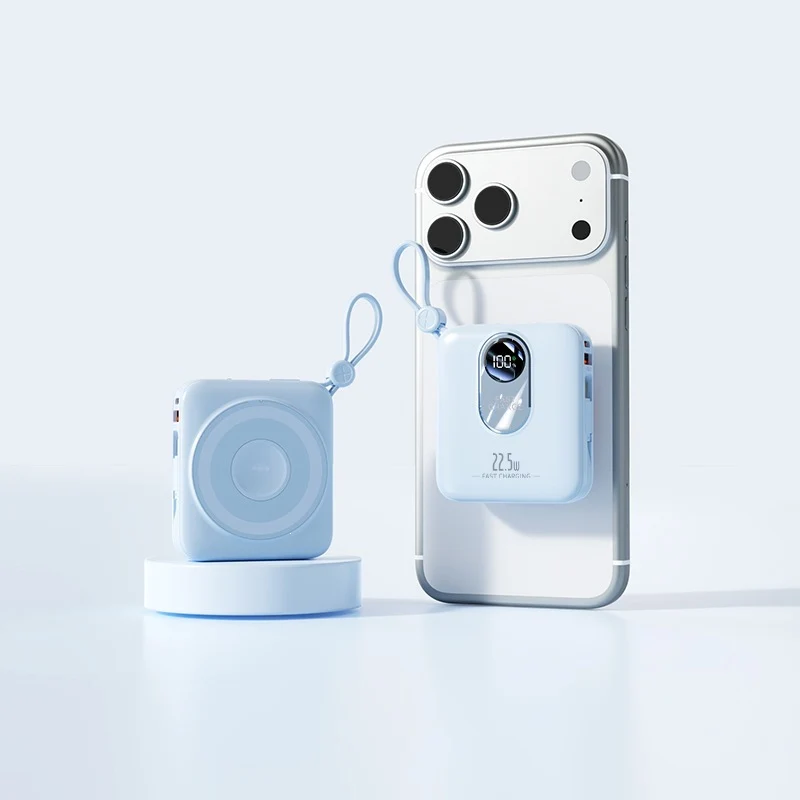 Powerbank mit kabellosem Laden und digitalem Smart Display Skanto