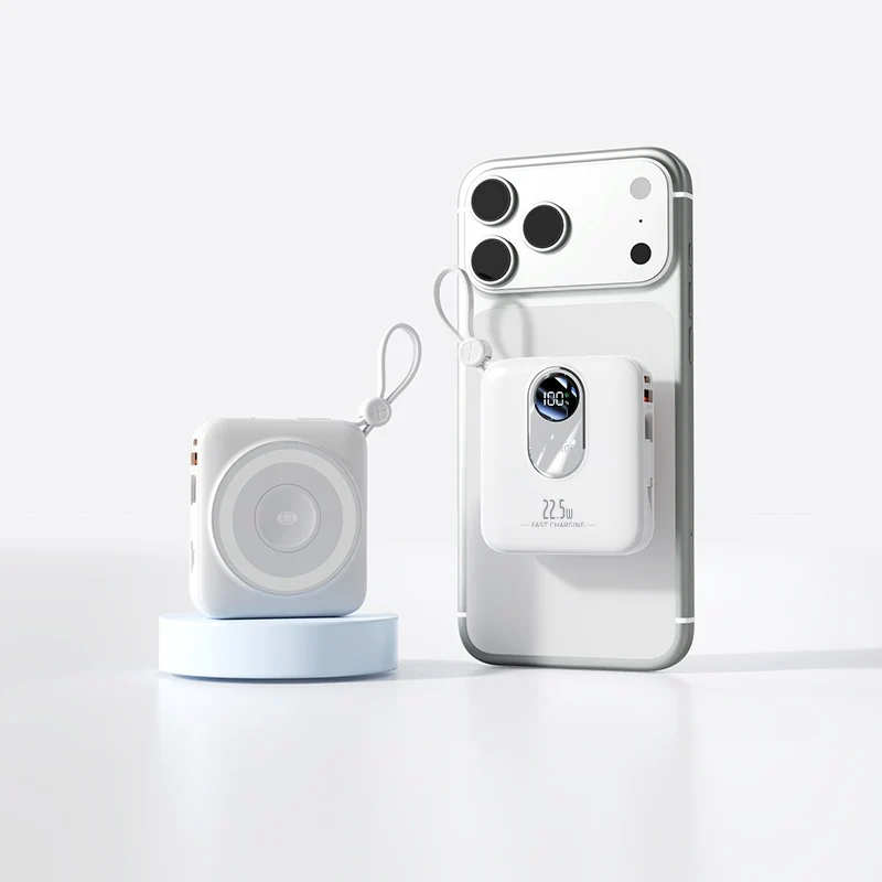 Powerbank mit kabellosem Laden und digitalem Smart Display Skanto
