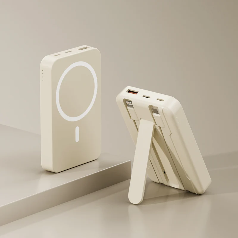 Powerbank mit integrierter Standfunktion und kabelloser Ladeoption Skanto