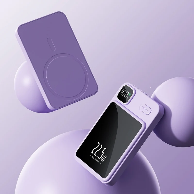 Tragbare Powerbank mit kabelloser Ladefunktion und digitalem Display Skanto