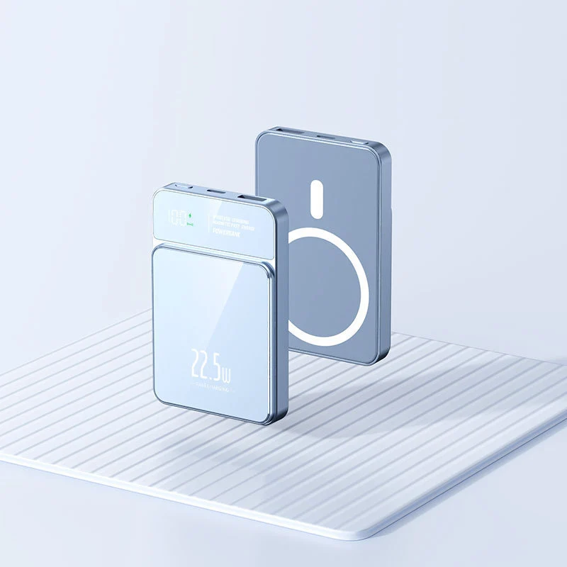 Tragbare Powerbank mit kabelloser Ladefunktion und digitaler Temperaturanzeige Skanto
