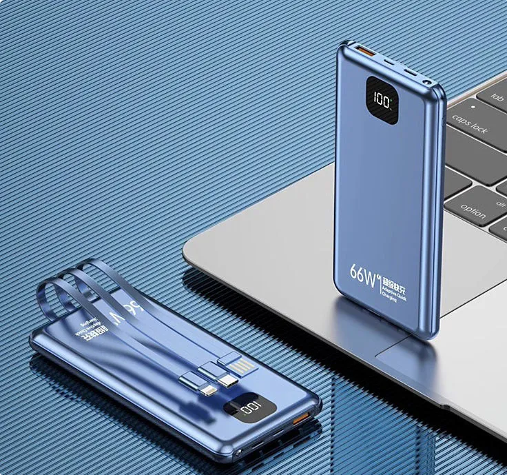 Schnelllade-Powerbank mit Multifunktionskabel und Digitalanzeige Skanto