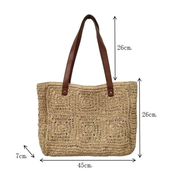 Geflochtene Jutetasche mit Ledergriff Skanto