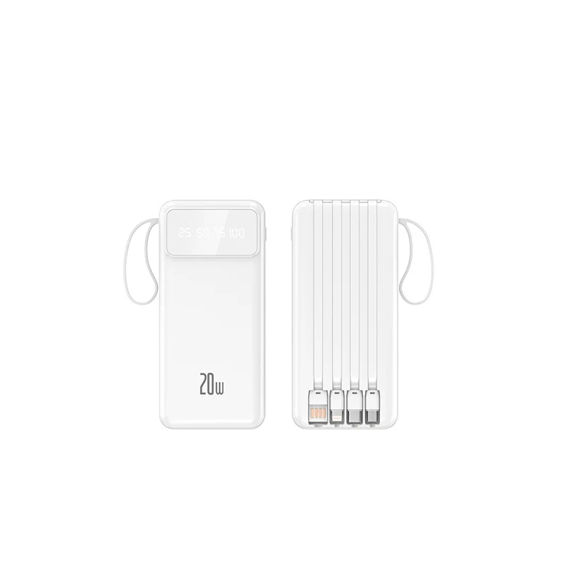 Powerbank mit integrierten Multifunktions-Ladekabeln und Digitaldisplay Skanto