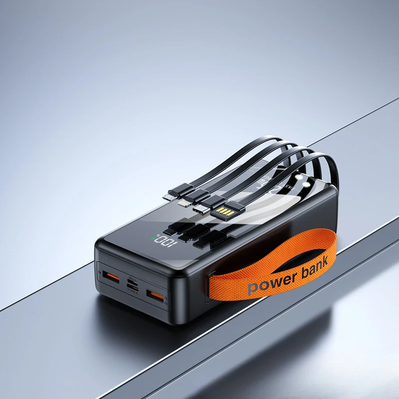 Multifunktionale Powerbank mit integrierten Ladekabeln und Digitaldisplay Skanto