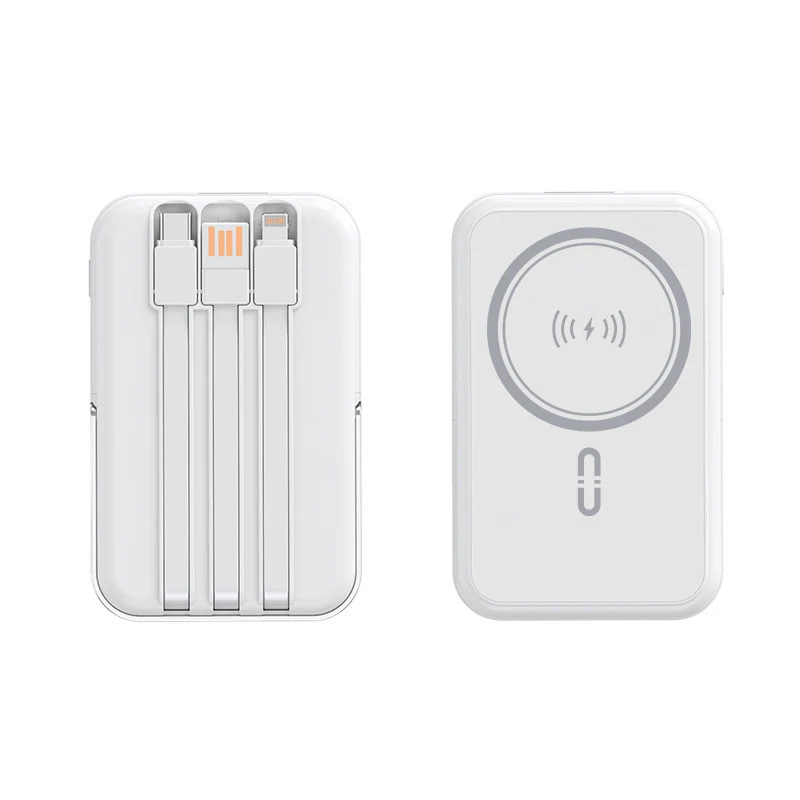 Tragbare Powerbank mit integrierter Kabelfunktion und kabellosem Ladeerlebnis Skanto