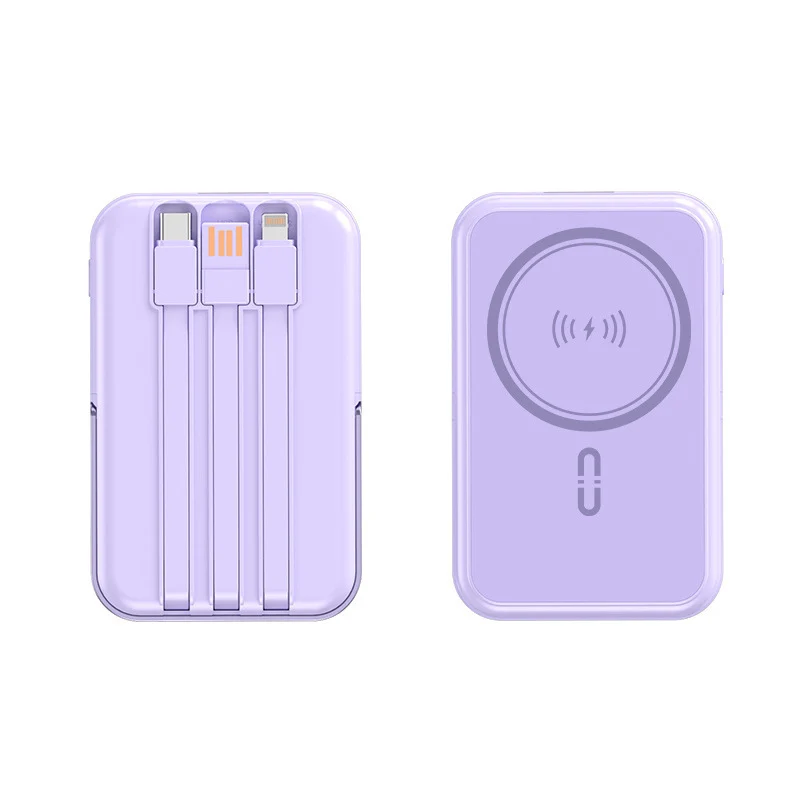 Tragbare Powerbank mit integrierter Kabelfunktion und kabellosem Ladeerlebnis Skanto