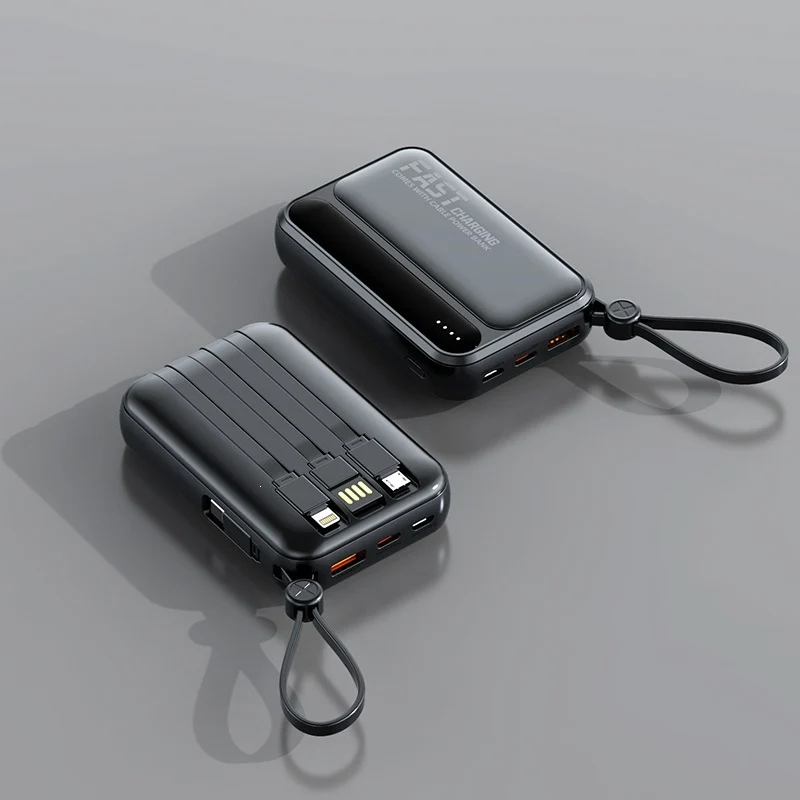 Tragbare Powerbank mit integrierten Schnellladeanschlüssen und Multifunktionskabel Skanto