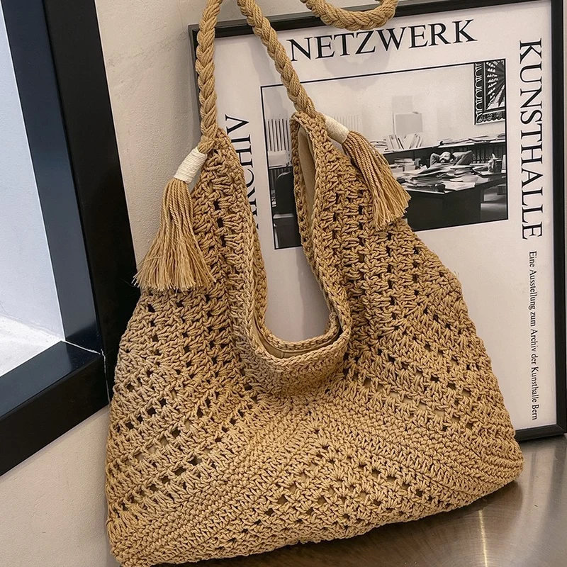 Handgeknüpfte Strandtasche mit Quaste Skanto
