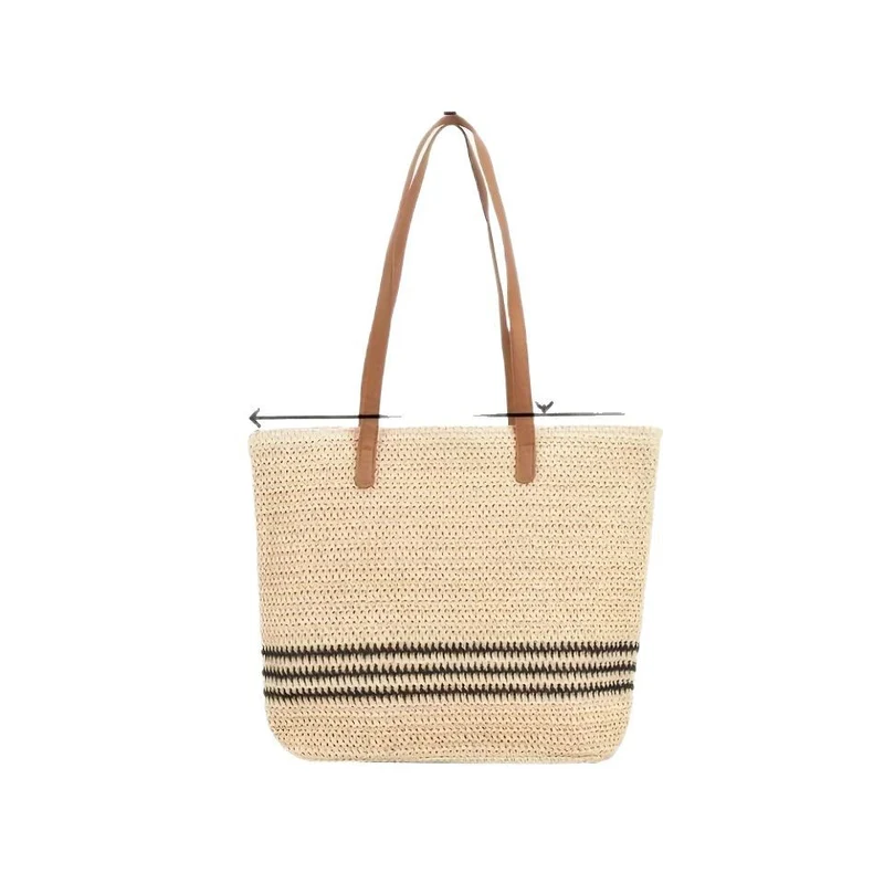 Moderne Stroh- und Ledertasche Skanto