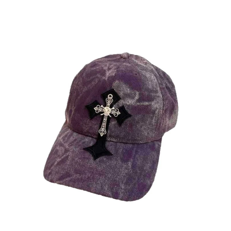 Herren-Baseballcap aus Samt mit gesticktem Kreuz Skanto