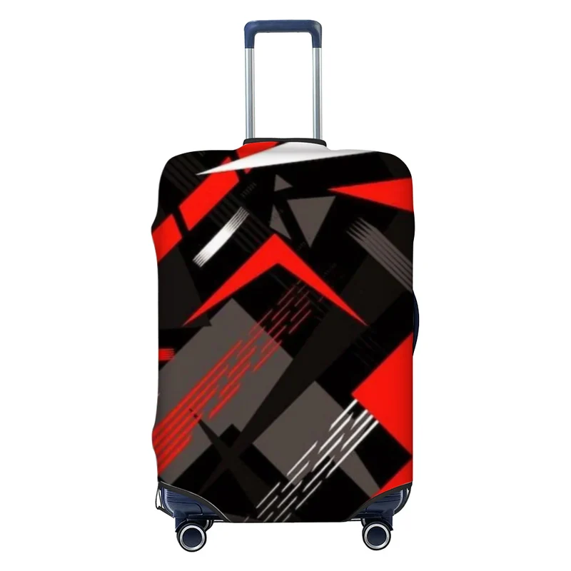 Unisex nicht-elastische Kofferhülle mit geometrischem Muster, Stretch-Polyester-Spandex-Hülle, Reißverschlussöffnung und rutschfester Innenbefestigung für Trolley Skanto