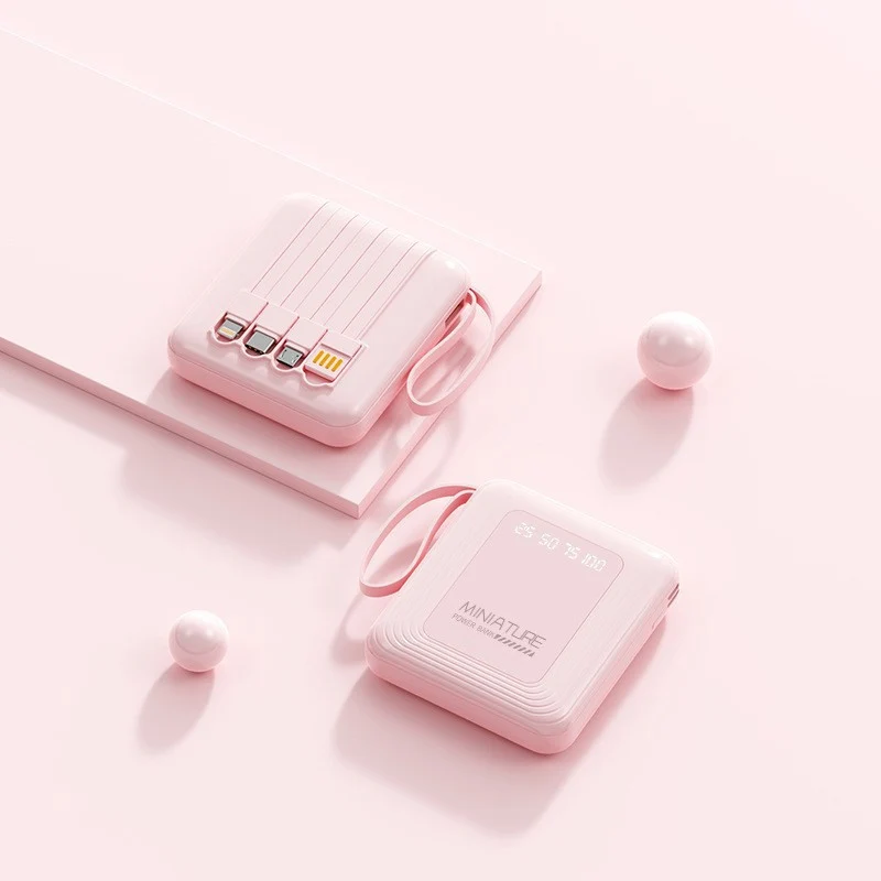 Mini-Powerbank mit integriertem Multifunktions-Ladekabel Skanto