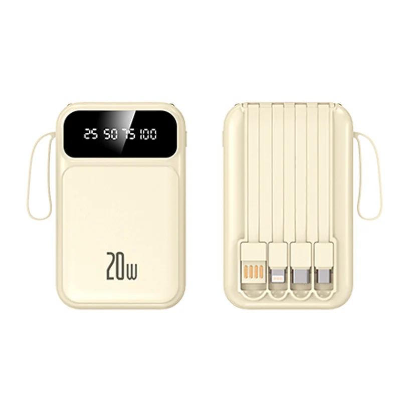 Tragbare Powerbank mit integriertem Multifunktions-Ladekabel und Digitalanzeige Skanto