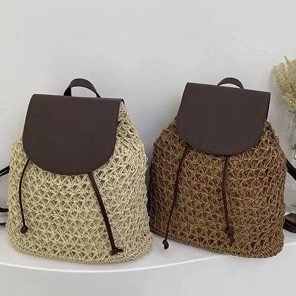 Makramee-Rucksack mit Lederklappe Skanto