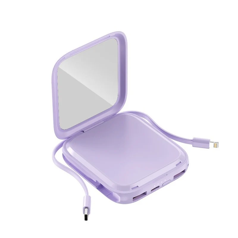 Tragbare Powerbank mit integriertem Spiegel und Multifunktions-Ladekabel Skanto