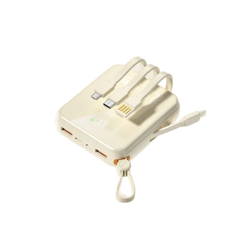 Tragbare Powerbank mit integriertem Ladekabel und LED-Anzeige Skanto