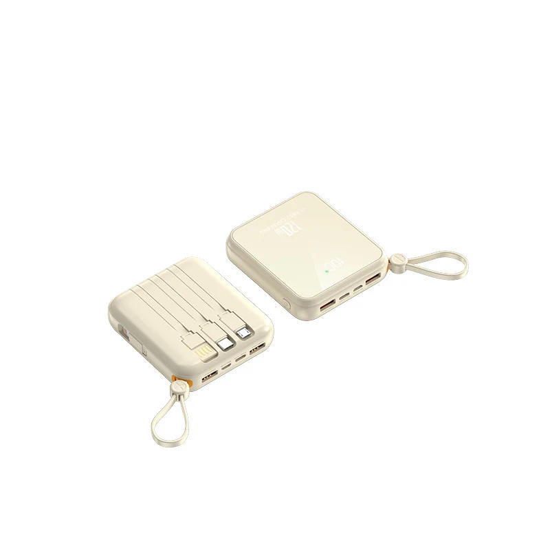 Tragbare Powerbank mit integriertem Ladekabel und LED-Anzeige Skanto