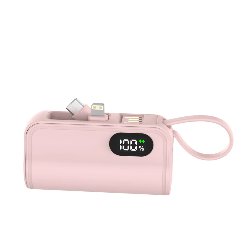 Tragbare Powerbank mit integriertem Ladekabel und digitaler Kapazitätsanzeige Skanto