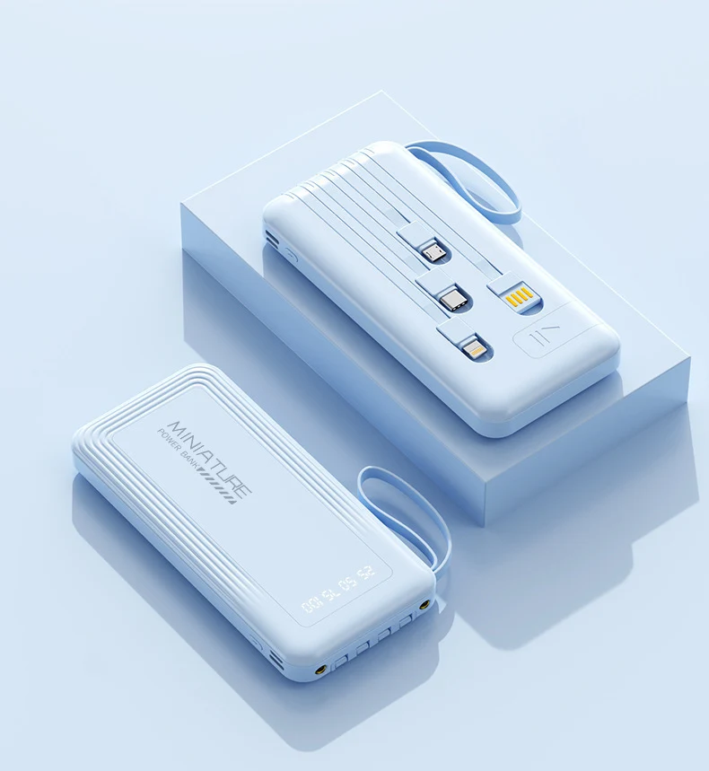 Mini-Powerbank mit integriertem Multifunktions-Ladekabel Skanto