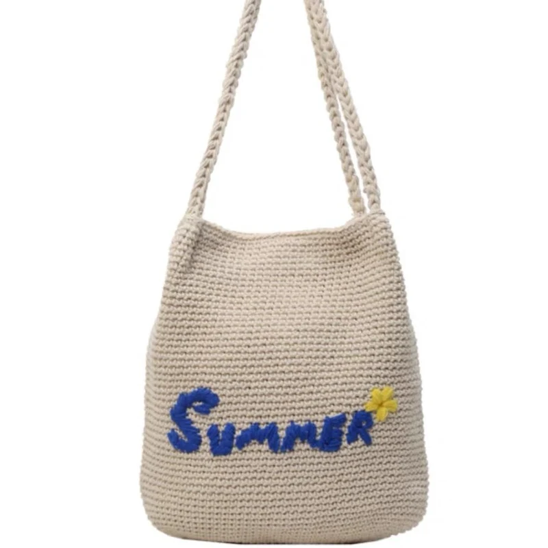 Makramee-Strandtasche mit Sommermotiv Skanto