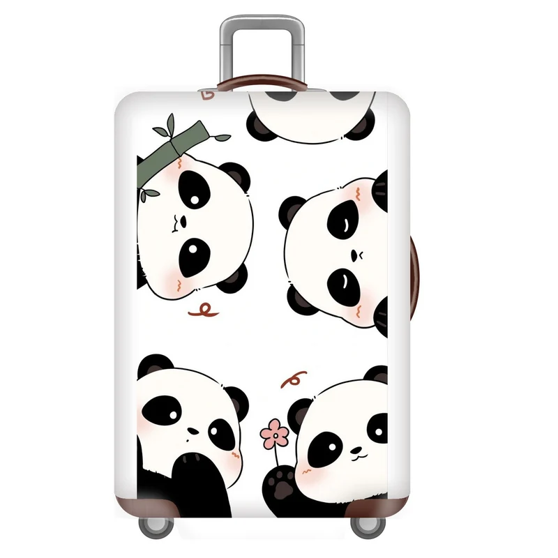 Unisexer nicht-elastischer Kofferbezug für Hartschalen-Trolley mit niedlichem Panda-Motiv, elastische Schutzhülle mit Griff- und Radausschnitten Skanto