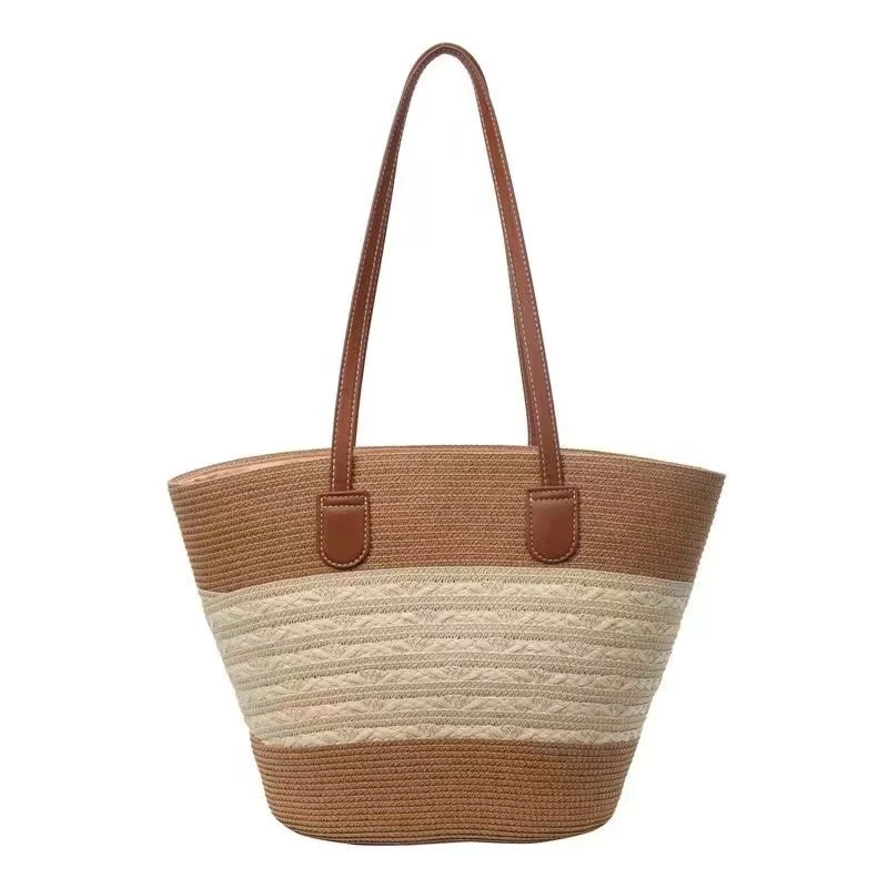 Elegante Raffia-Tote-Bag mit künstlerischem Wellenmuster Skanto